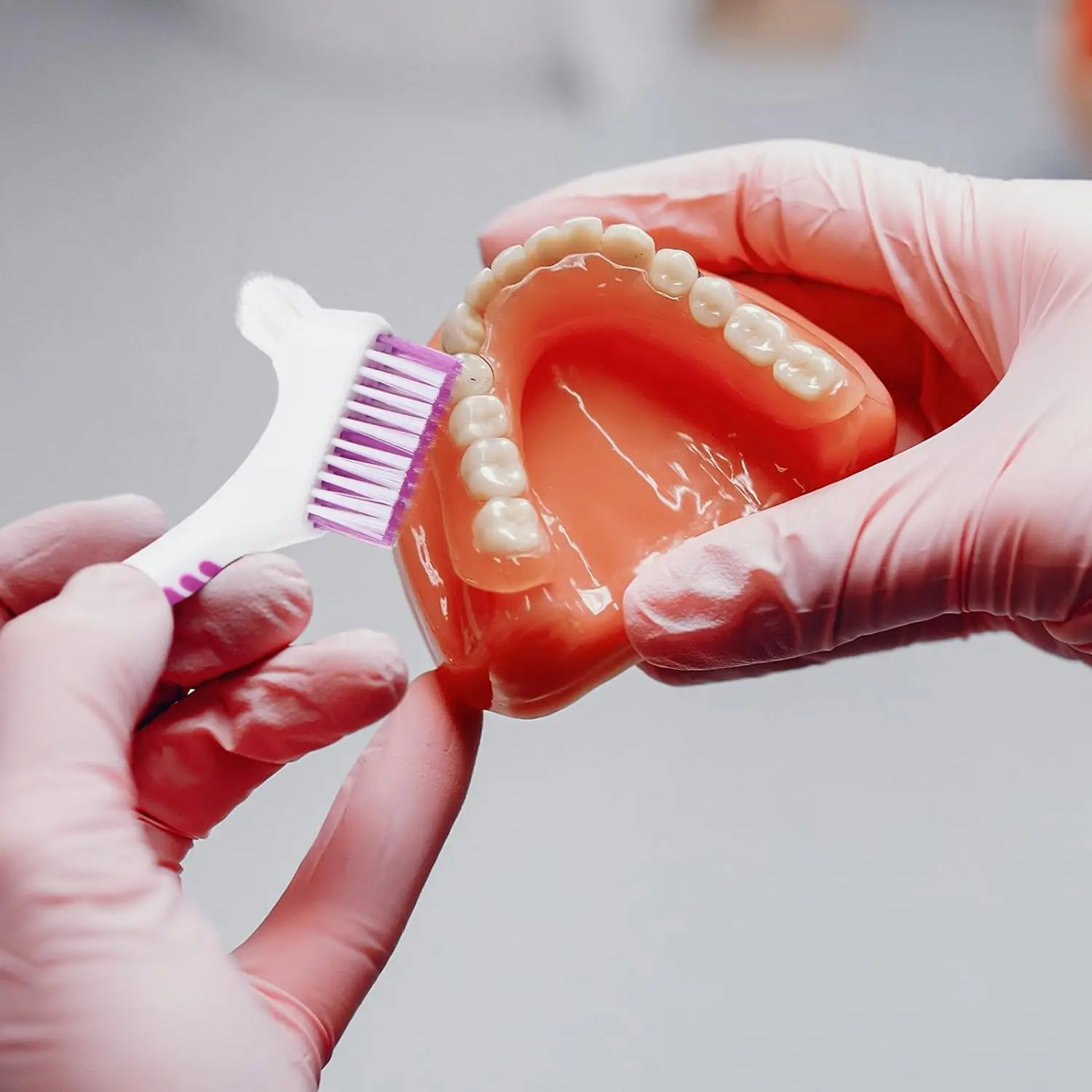 SJ Denture Cleaning Brush Premium Hygiene Denture Cleaner Set Multi-Layered Bristles Rubber Handle Dental Toothbrushes