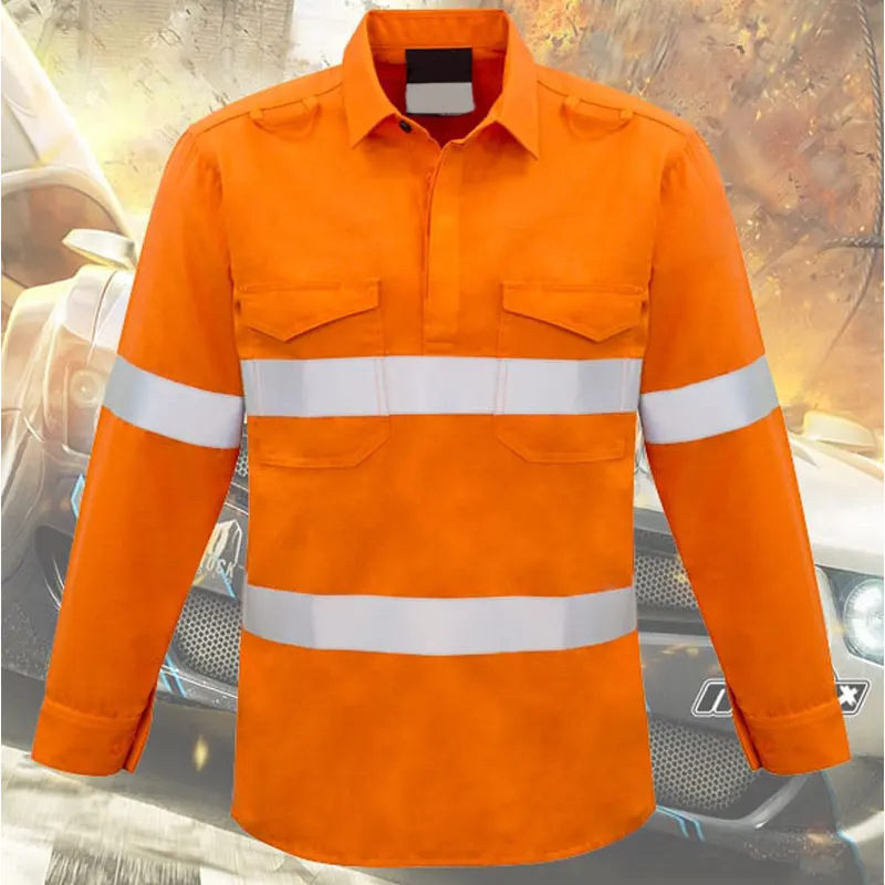 Hi Vis Wholesale Safety Shirt Fireproof Safety Shirt Long Sleeve Hoodie Customized Reflective Safety Clothing