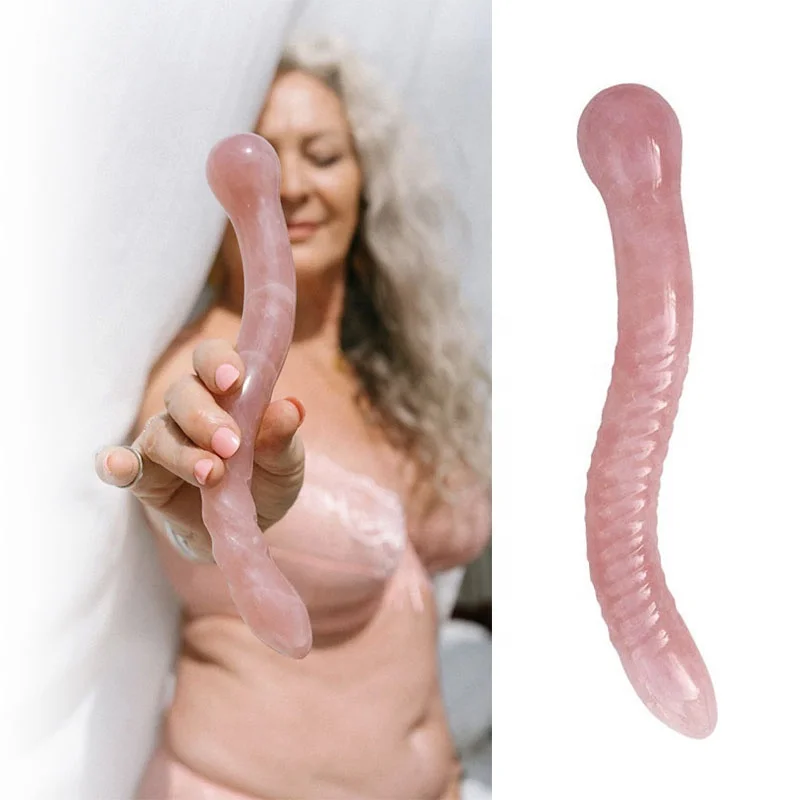 wholesale rose quartz Crystal Serpent Dildo double curved crystal dildo Crystal Serpent Dildo