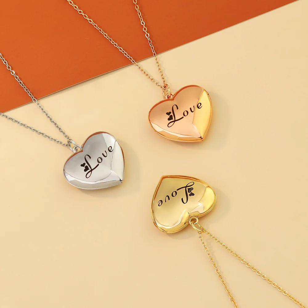 Customized Photo Color Printing Love Heart Pendant Necklace For Children Mom Daddy Gifts Custom Logo Name Letter Necklace