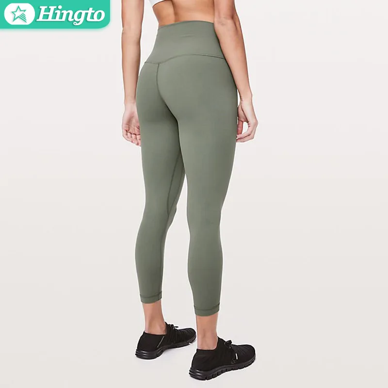 Женские Леггинсы для йоги Lulu, черные леггинсы из 92% нейлона/8% спандекса для занятий йогой