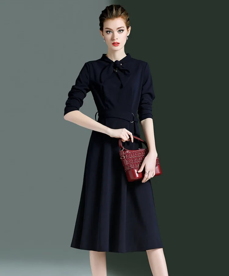2019 Autumn Ready To Ship Long Dress Design Formal Office Ladies