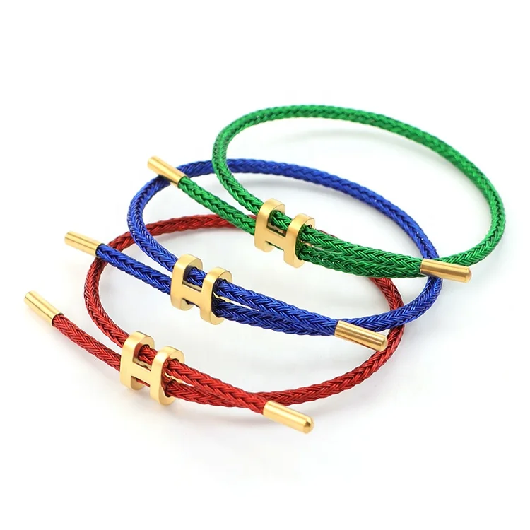 Fashion Jewelry Lucky Mixed Color Waterproof Stainless Steel Wire Woven Bracelet Adjustable DIY Couple Festival Gift Bracelet