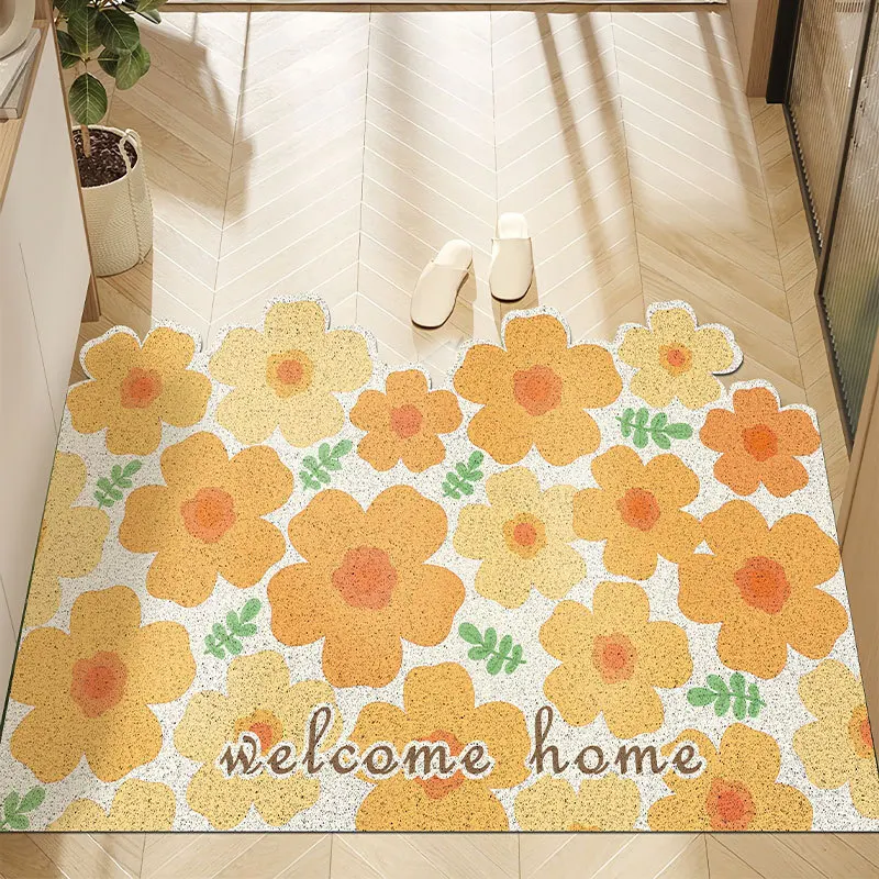 USA ins flower silk circle floor mat entrance door mat non-slip and stain-resistant foot mats simple entrance door