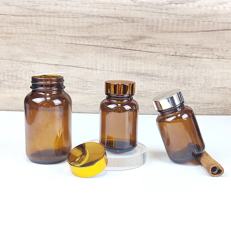 Wide Mouth 100CC 120cc Pill Supplement Capsule Glass Bottle with internal thread Cap 100ml Glass Bottle for Health Product Use