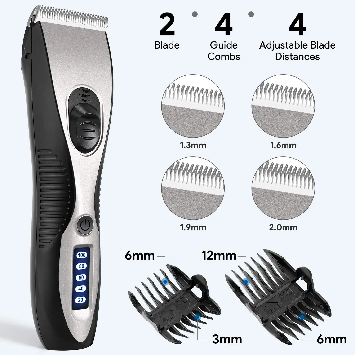 Rechargeable Low noise Pet Hair Clipper Sheep Dog Hair Cutting Machine With Comb Replacement
