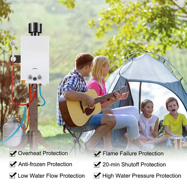 3V camping portable tankless liquid propane gas water heater