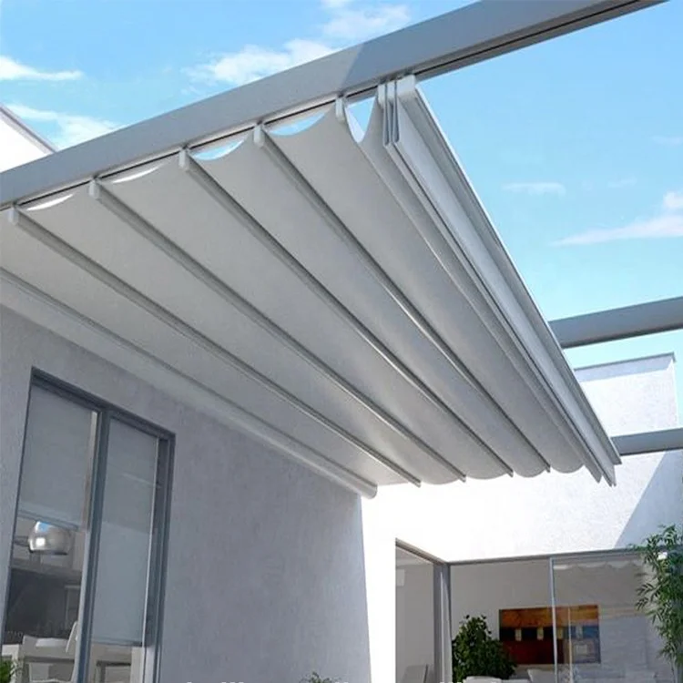 Motorized retractable pergola sun shade outdoor furniture retractable pergola canopy roof awning