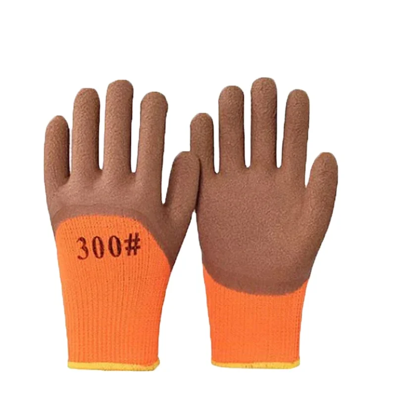 cheap price 13 gauge orange latex coated rubber foam grip garden gloves for winter