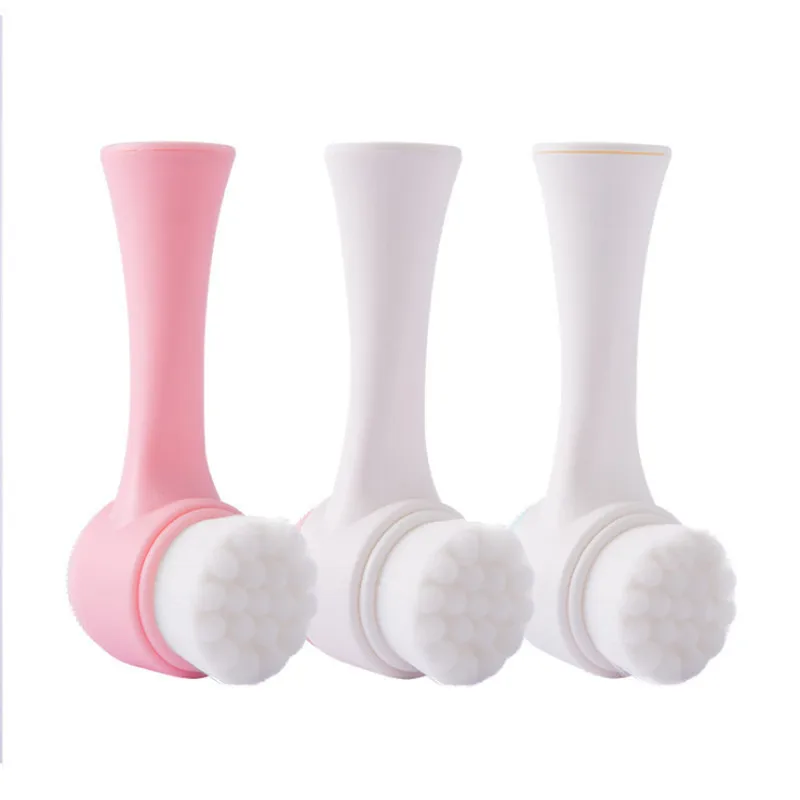 Soft Face Cleansing Brush Double-Sided Facial Cleanser Blackhead Removal Pore Cleaner Exfoliator Silicone Face Scrub Bru