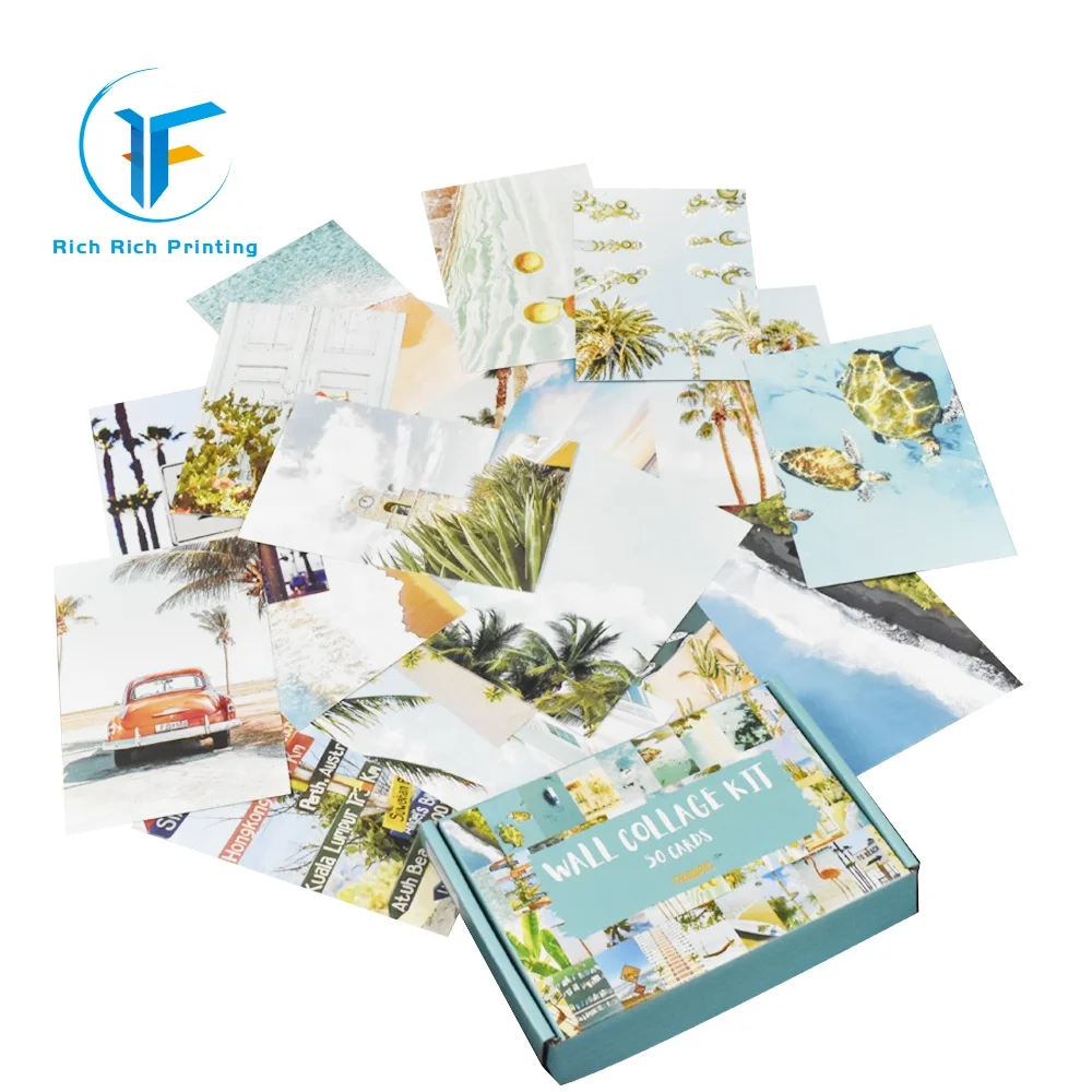 Custom Postcard Printing Collage Wall Photo Picture Kit 50 Designs For One Set With Box