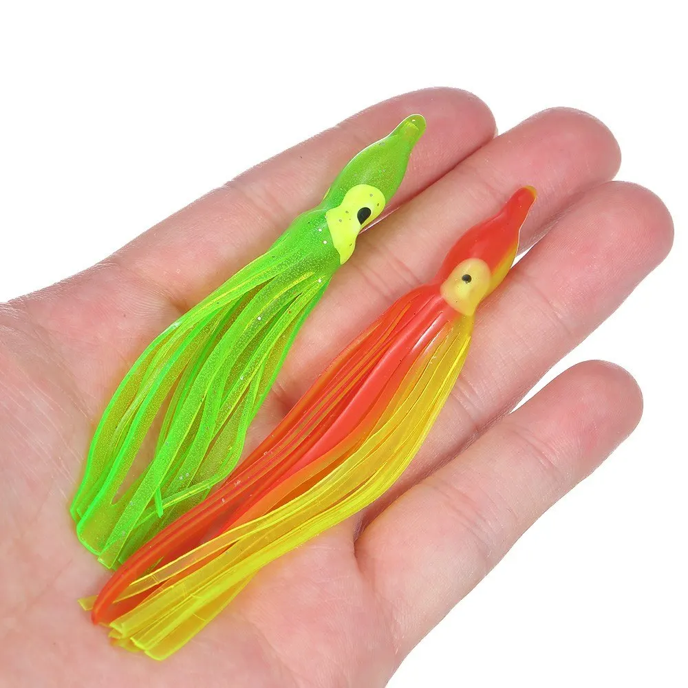 24PCS 9cm/2g Soft Plastic Octopus Lures Squid Skirt Lures Trolling Bait for Freshwater or Saltwater Fishing