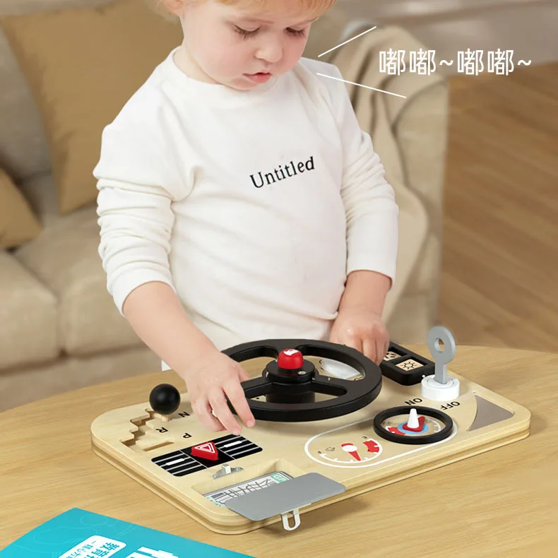 Early Childhood Education Wooden Busy Board Color Matching Simulation Steering Wheel Clock Toy