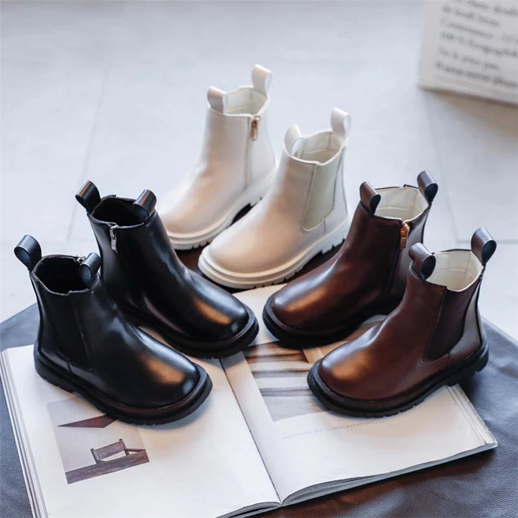 Лидер продаж, новый дизайн, детские кожаные ботинки на мягкой нескользящей подошве для девочек, зимняя обувь, ботинки