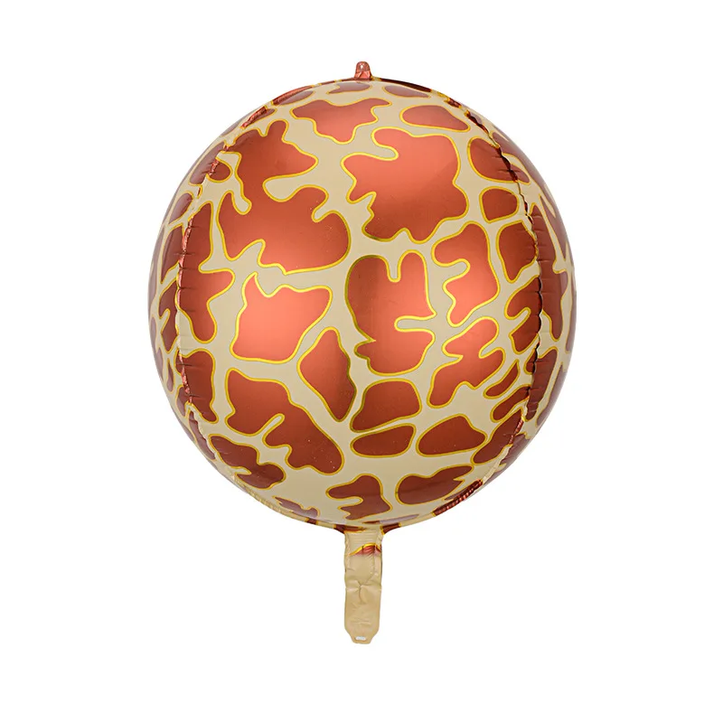 22Inch Jungle Animal Mylar Balloon 4D Cheetah Tiger Giraffe Snake Zebra Pattern Round Balloon for Zoo Theme Birthday Decoration