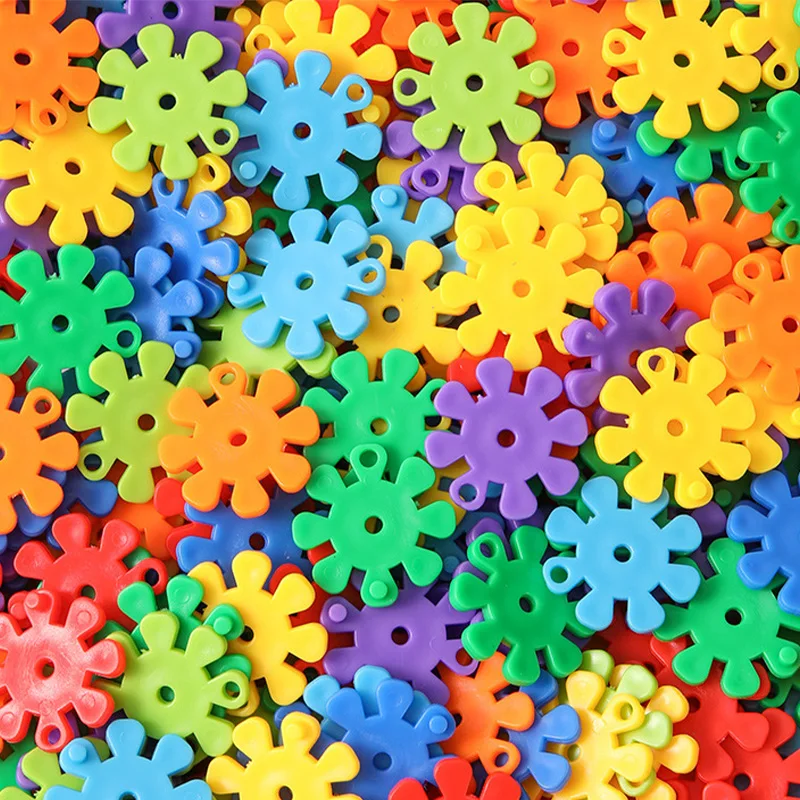 1500 Pcs Plastic Pp Kids Assembly Construction Toy Early Educational Snowflake Building Block Sets Toys For Toddler Boys & Girls