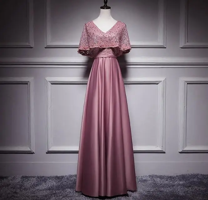 Женское платье с V-образным вырезом, темно-синее/пыльное розовое/бордовое/серебристое длинное ТРАПЕЦИЕВИДНОЕ кружевное платье для выпускного вечера, 2021