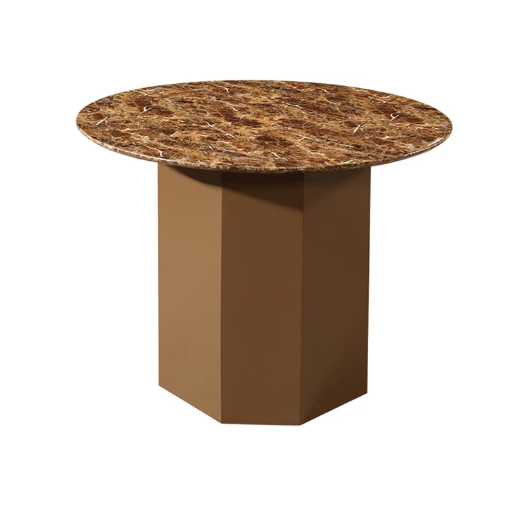 Wholesale Cheap Modern european furniture restaurant round wooden MDF matt painting marble top dining table