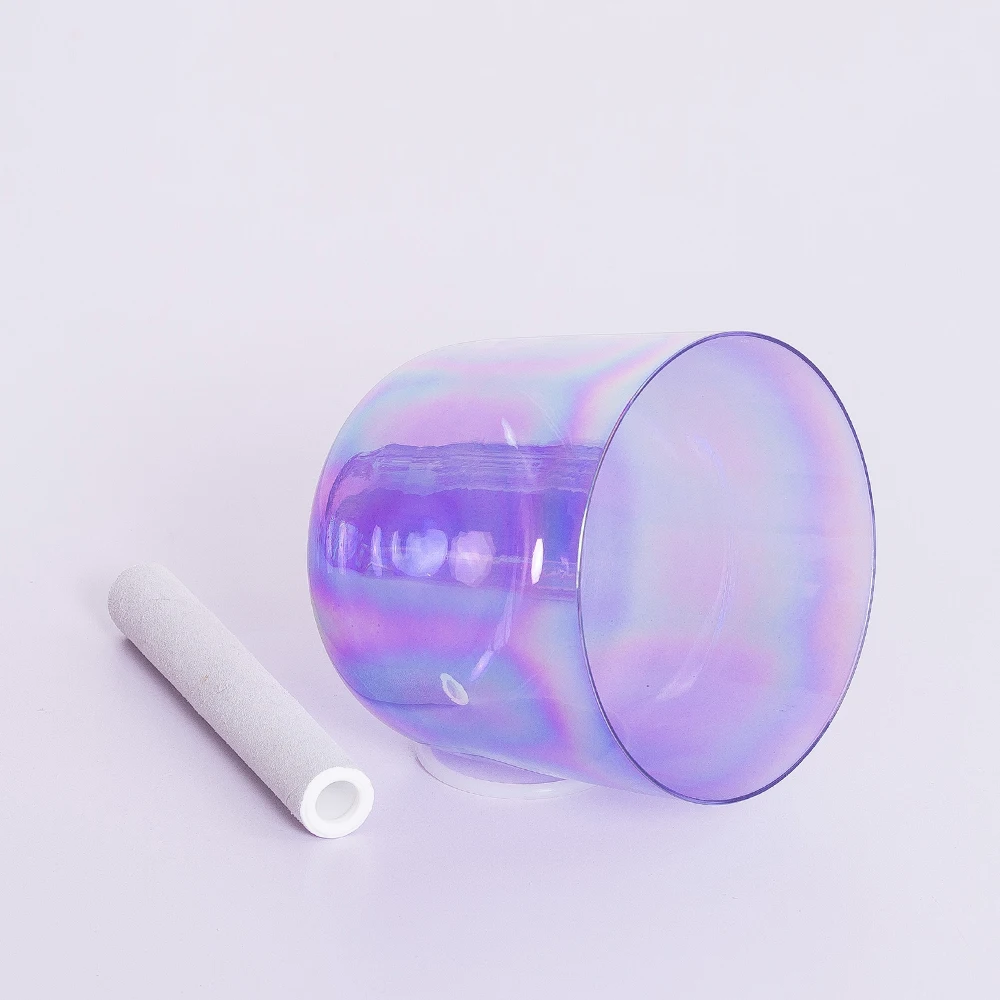 Purple Clear Orange  for Sound Therapy  Cosmic Light Clear Crystal Singing Bowl