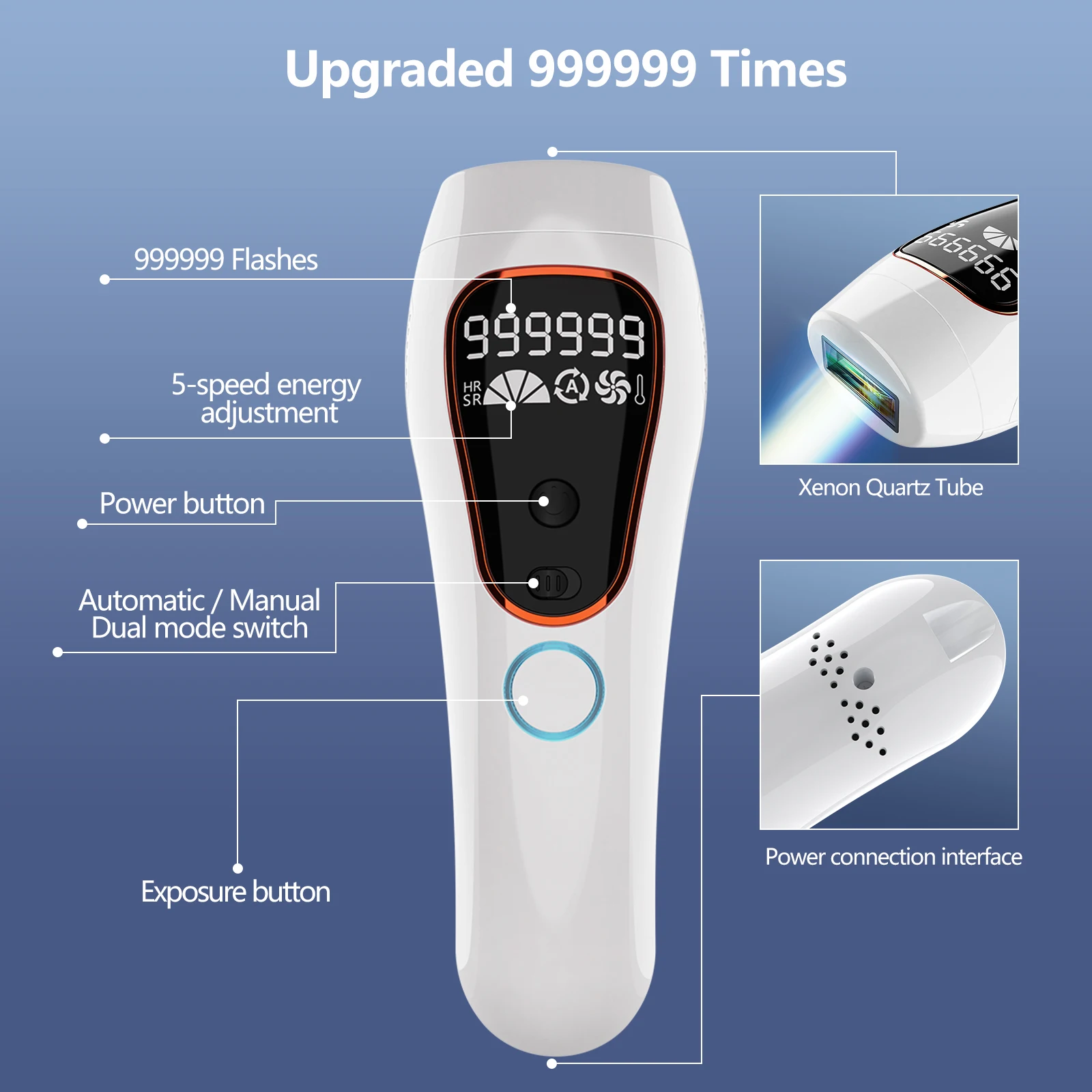 Portable Professional 999999 Flashes Ipl Epilator Lcd Laser Hair Removal Permanent Ipl Skin Care Laser Hair Removal for Sale
