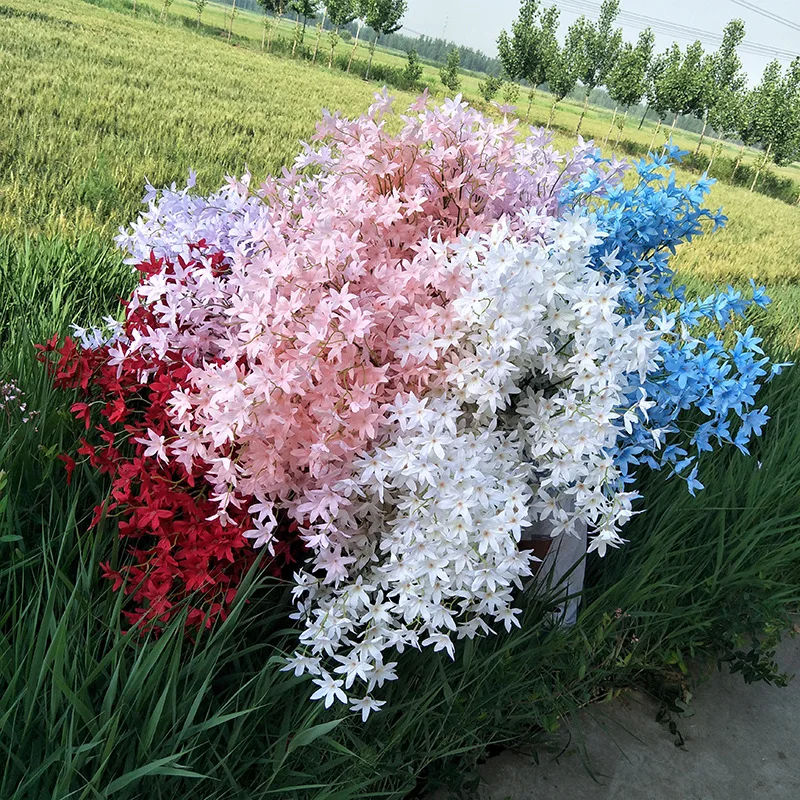 IFG silk artificial flowers tall vases decoration red cherry blossom stem for wedding home decor