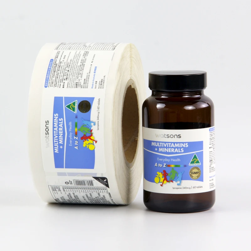 Biodegradable Two Side Printing  Self-adhesive Stickers Multi layer Cosmetic Ingredient Price Bottle Bottom Booklet Label