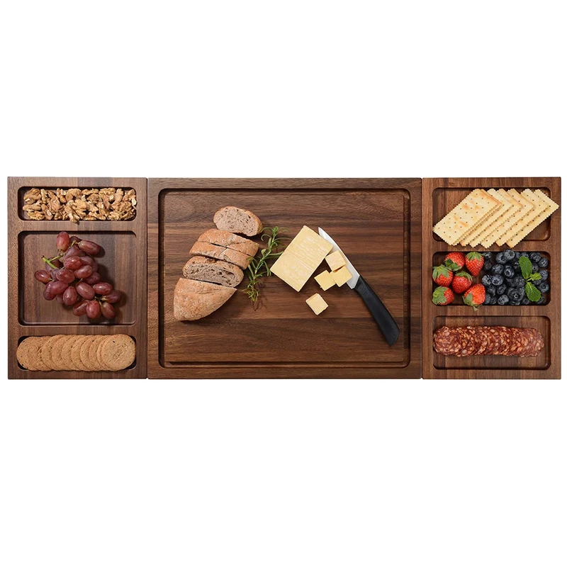 Hotel Restaurant Long Large Charcuterie Cheese Cutting Board Natural Shape Long Wood Blank Acacia Cheese Board Set
