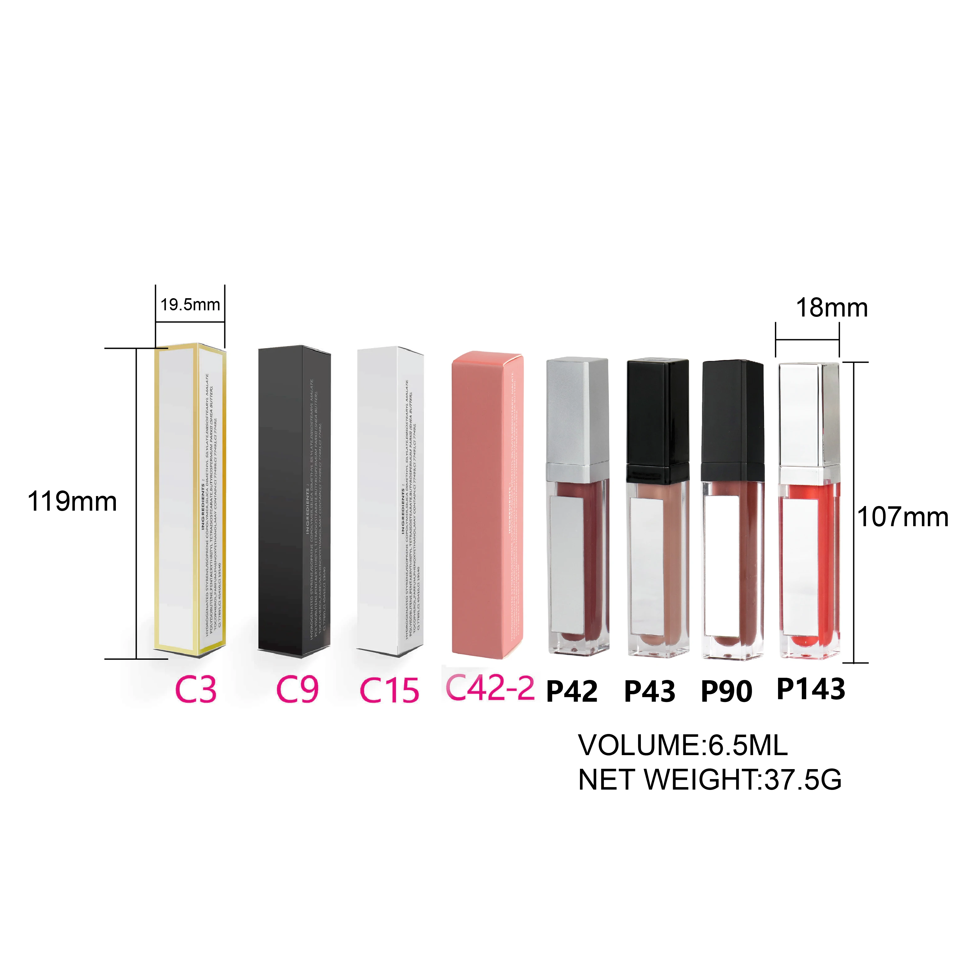 Matte liquid lipstick glitter lip gloss waterproof makeup moisturizing lip oil LED light lipgloss tubes with mirror