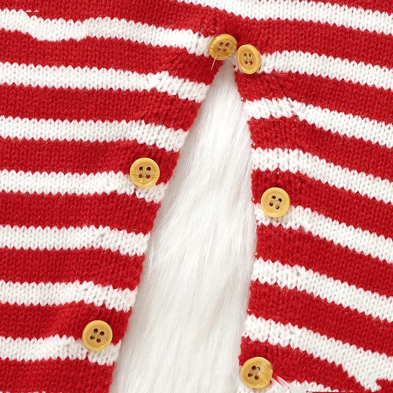 0-1 Year Old Fall/Winter New Baby Knitted Striped Christmas Moose Jacquard Sweater Newborn Onesie