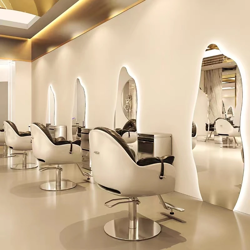 New Cosmetic Mirror with Built In Speakers Barber Shop Irregular Mirrors with LED Lights