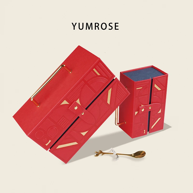 Online Best Service Red Briefcase Design Leather With Metal Handle wedding favors bridesmaid paper gift box