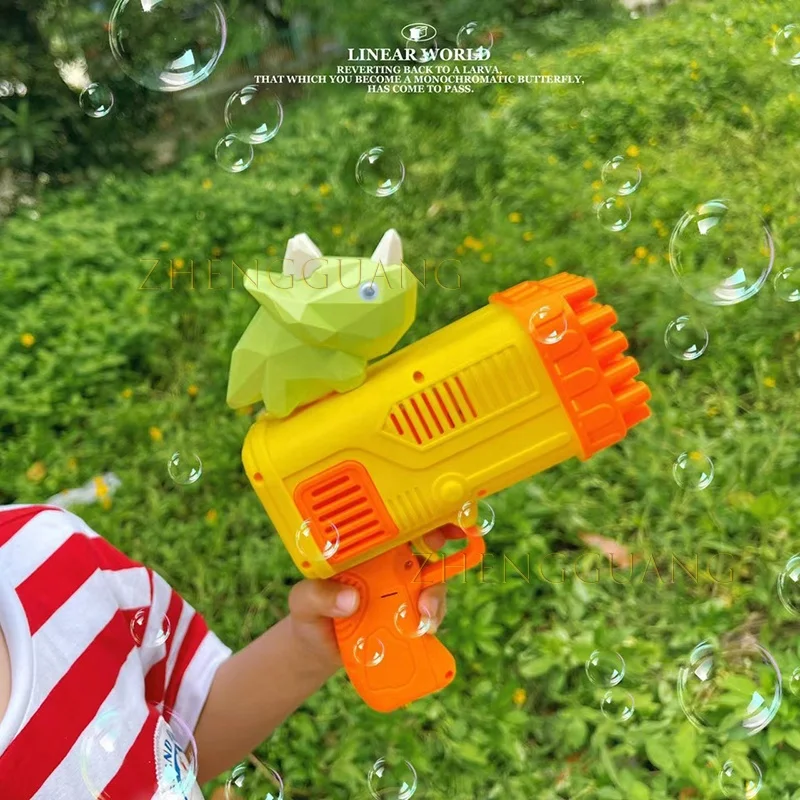 Zhengguang 39 отверстий электрический пластиковый вентилятор для мыльных пузырей игрушка детей наружный динозавр пузырьковый пистолет