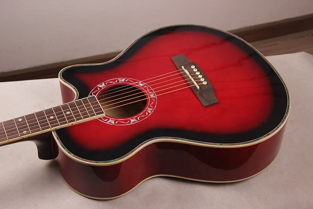 Factory OEM Guitar Acoustic Electric New Model 40 Inch Linden Basswood Material Cutaway High Gloss Surface