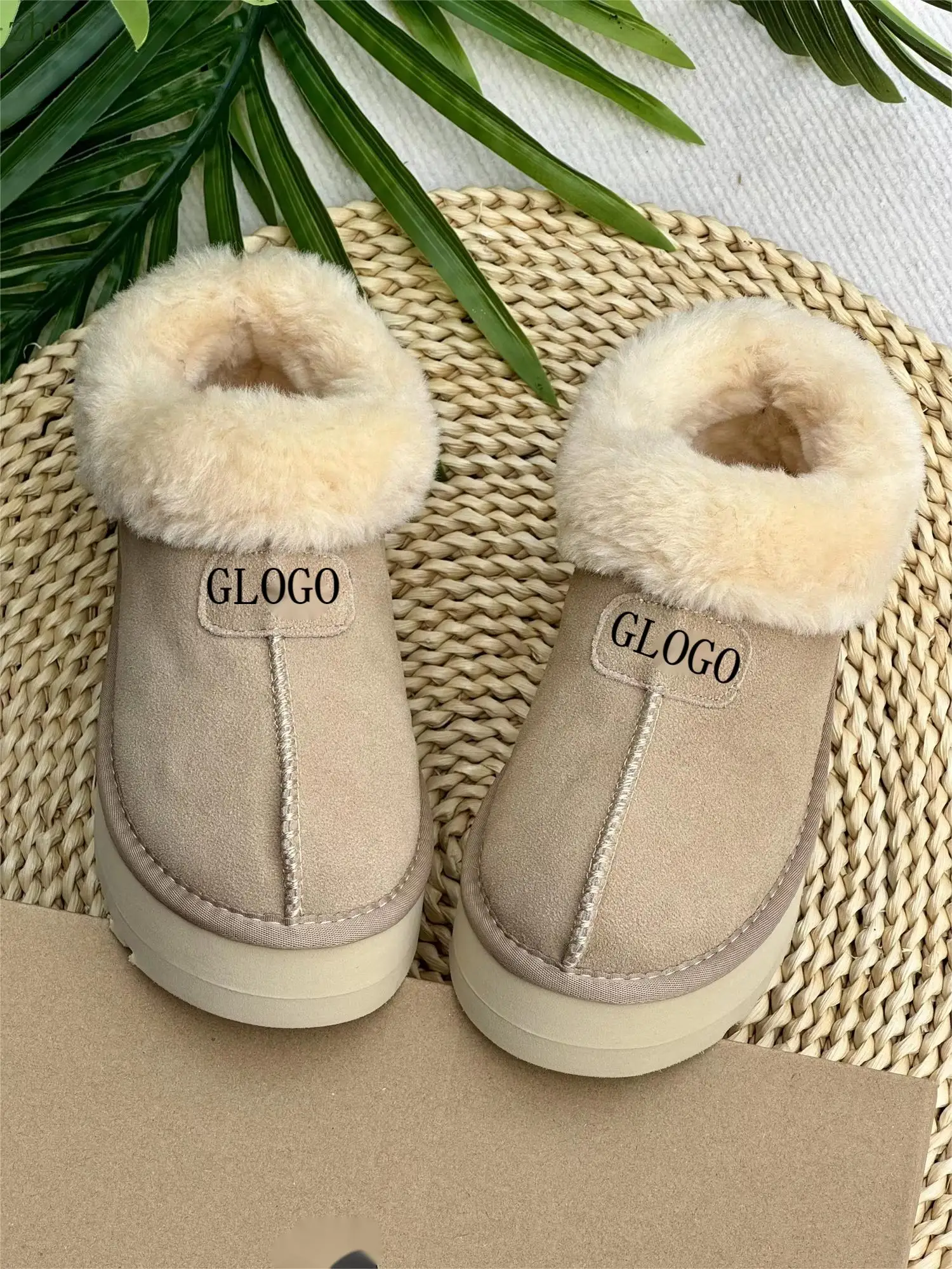 QY9281 2024 Classic Cuff Winter Fuzzy Faux Fur Platform Fluffy Snow Slippers Boots with Rubber Sole