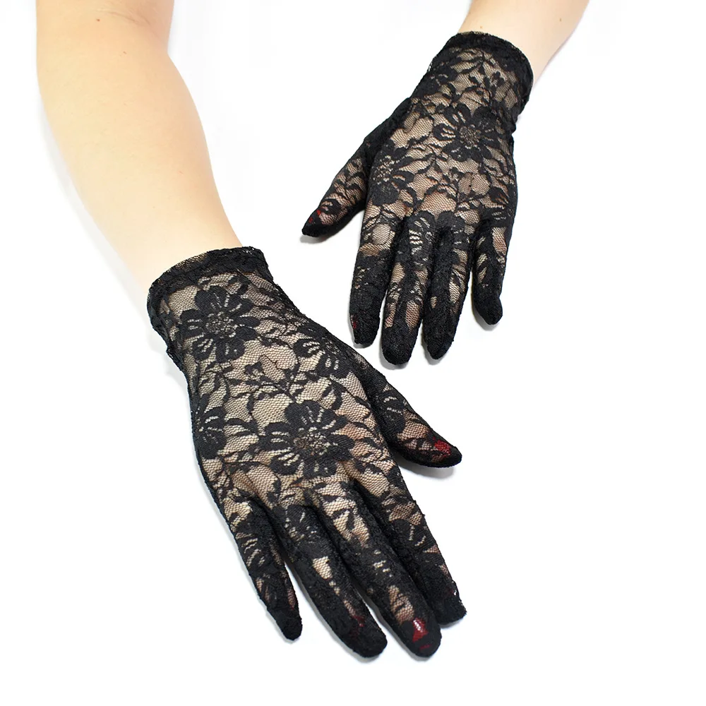 Новинка 2021, кружевные перчатки с пальцами для выпускного вечера, женские солнцезащитные короткие кружевные свадебные перчатки, перчатки