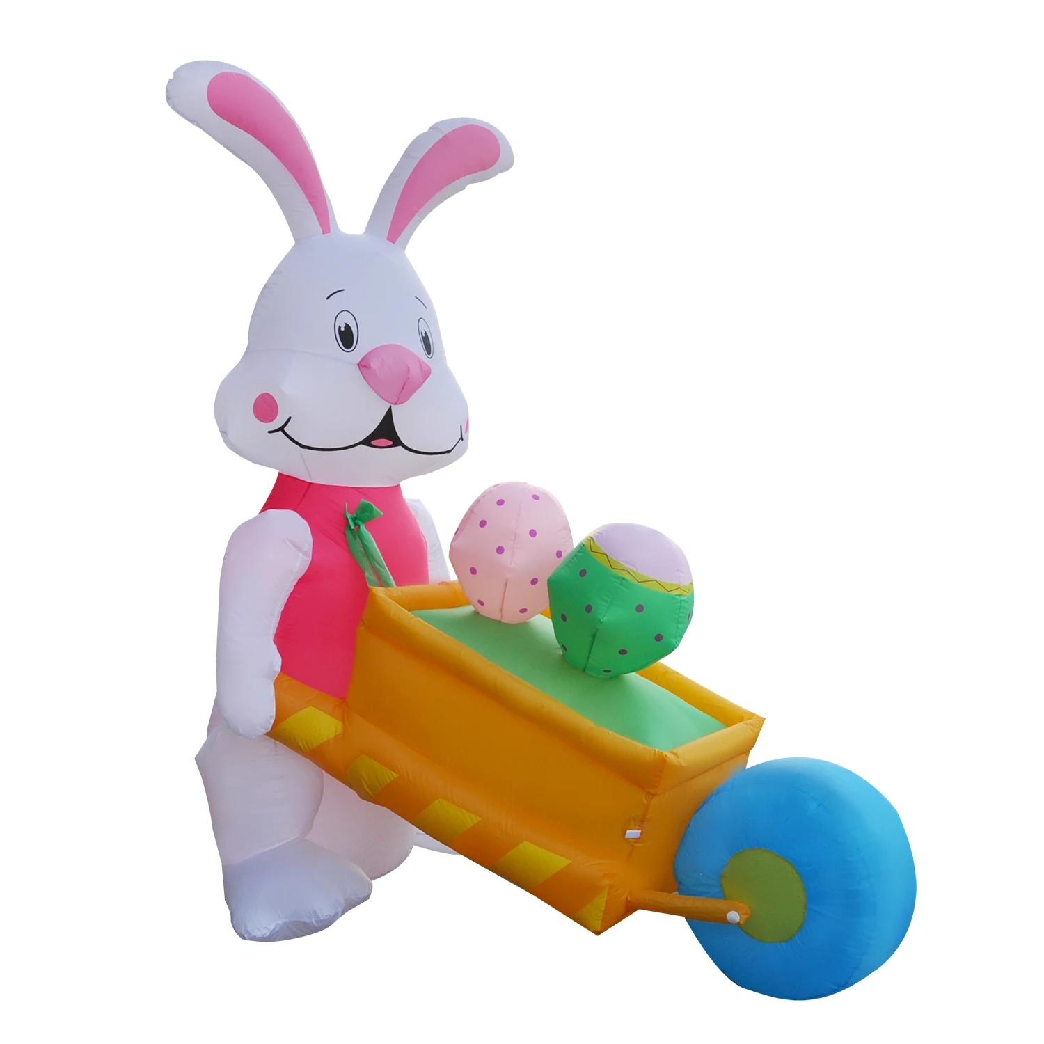 Customized Rabbit Pushing trolley Easter day holiday Decoration inflatables With LED lights