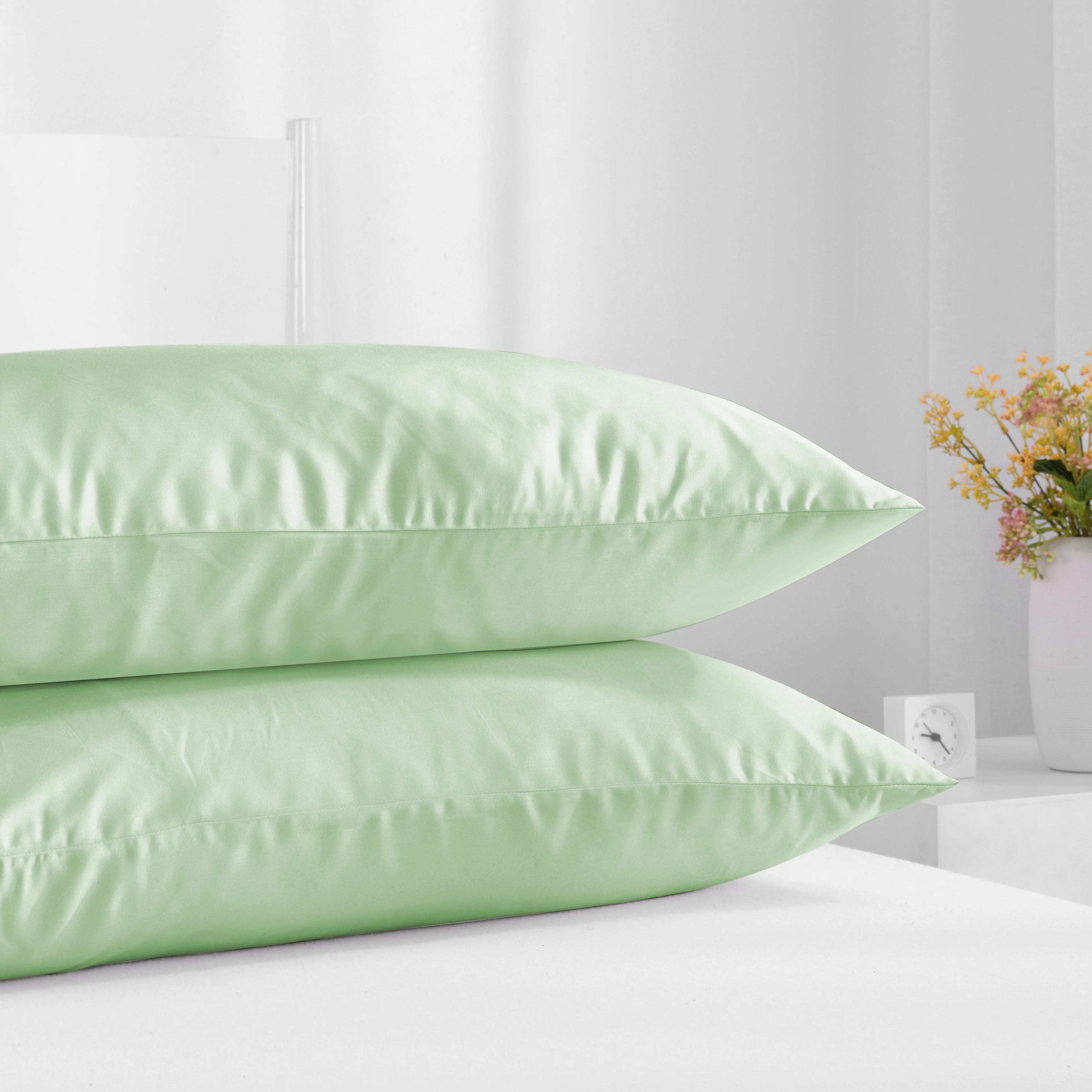 High Quality King/Stanard Size Light Green Silky Bamboo Pillow Case For Bed Pillow