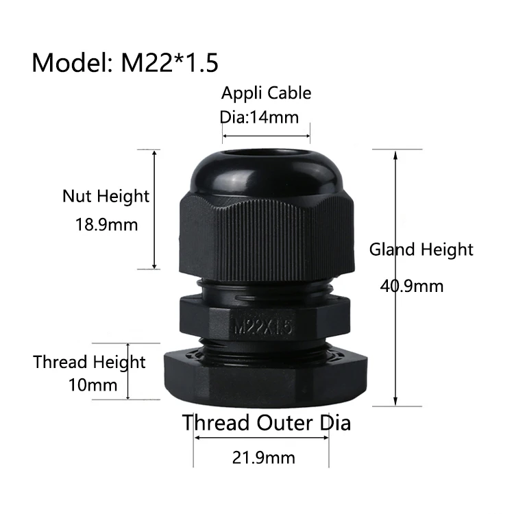 Plastic M22 M25 Cable Gland Electronics Optic Fiber Ip68 Nylon for Flat Cable