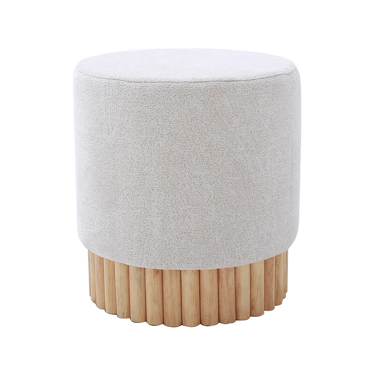 Wholesale New Fast Dispatch Modern Bedroom Stainless Steel Pouffe Low Round Fabric Velvet Footstool Ottoman Pouf