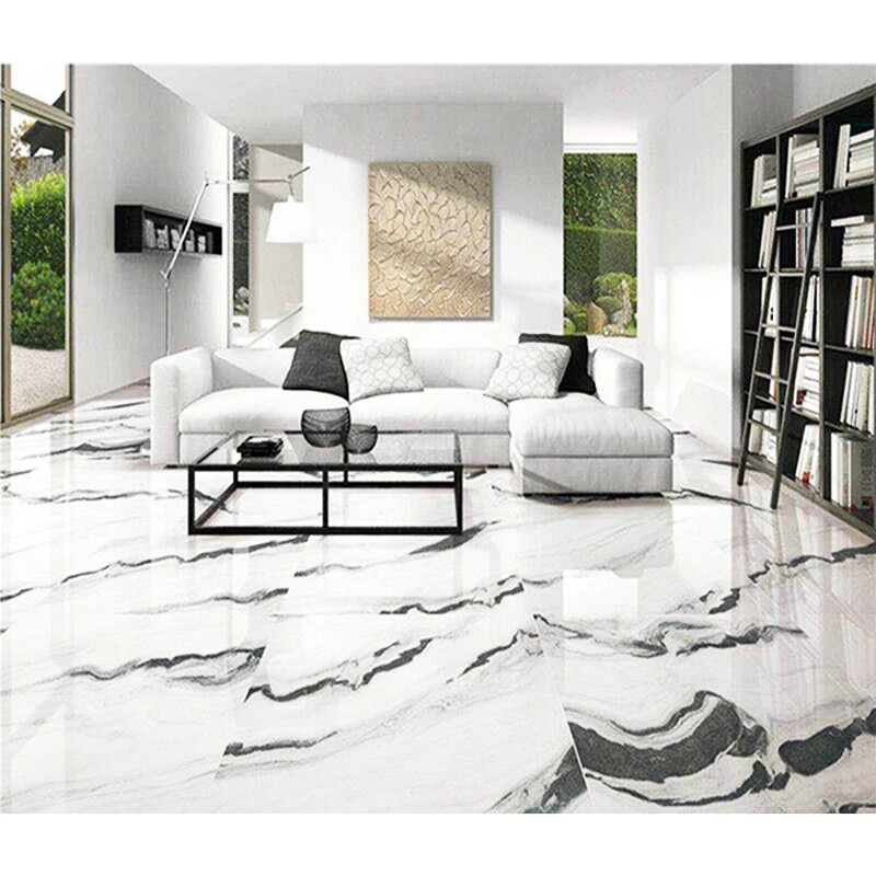 natural marble  big slabs 1200 x 2500 mm white marble with green veins Panda White Marble with black veinings