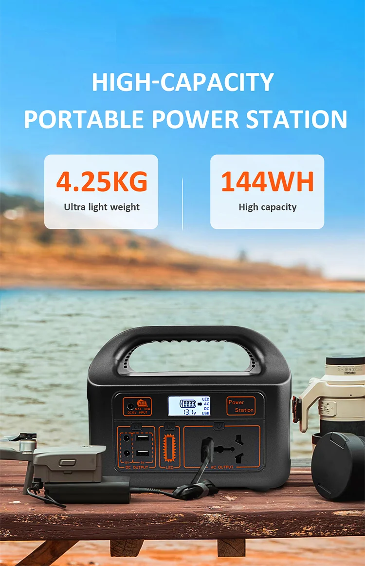 150W 144WH Portable Power Station 110V/220V Battery Solar Power Bank with Inverter Cigar Lighter AC Output