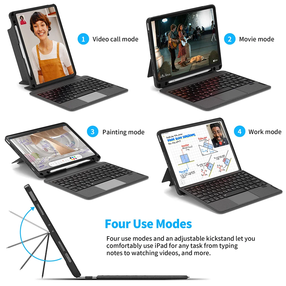 Беспроводная BT клавиатура WiWU для IPad Pro 12 9 Air 4 английская арабская с держателем карандашей 7 цветов