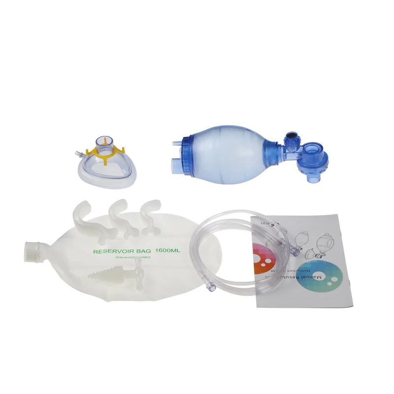 Latex Free Component First Aid Box Mask Kit Pvc Manual Resuscitator Co2 Ambu Bag