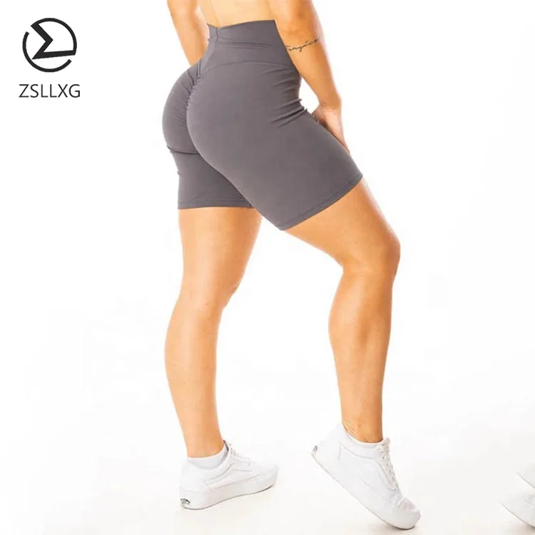 New Design V Cut Waist Fitness Gym Shorts Solid Color Shorts Fitness Workout Women Yoga Biker Shorts