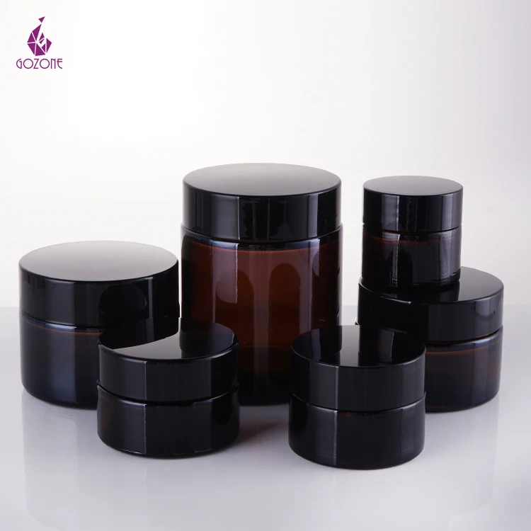 Luxury 15Ml 30G 50G 100G Empty Glass Face Lotion Containers Matte Frosted Amber Black Glass Cream Jar With Screw Lids