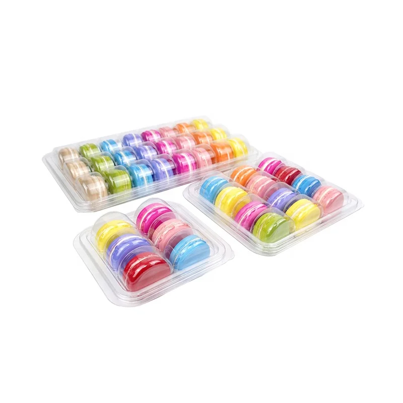 6 12 24 Macaron Blisters Tray Clear Plastic Macaroons Clamshell Packaging Box