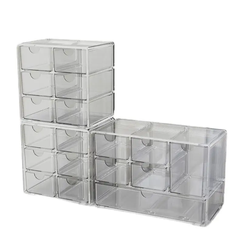 Ins Style Desktop 6-Grid Clear Sundries Drawer Makeup Plastic Storage Box Office Stationery Organizer for Hand Account Tapes