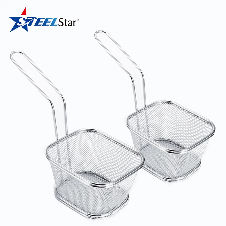
High Quality Stainless Steel Mini French Fry Basket For Fried Chip& Chicken Kitchen Metal Customized Steel Stainless Logo 