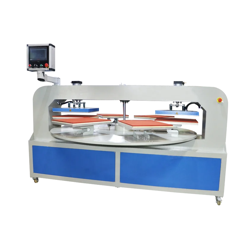 16x24in area size hydraulic printing press logo/label/tagless heat transfer machine 6 stations automatic for t-shirts DTF film