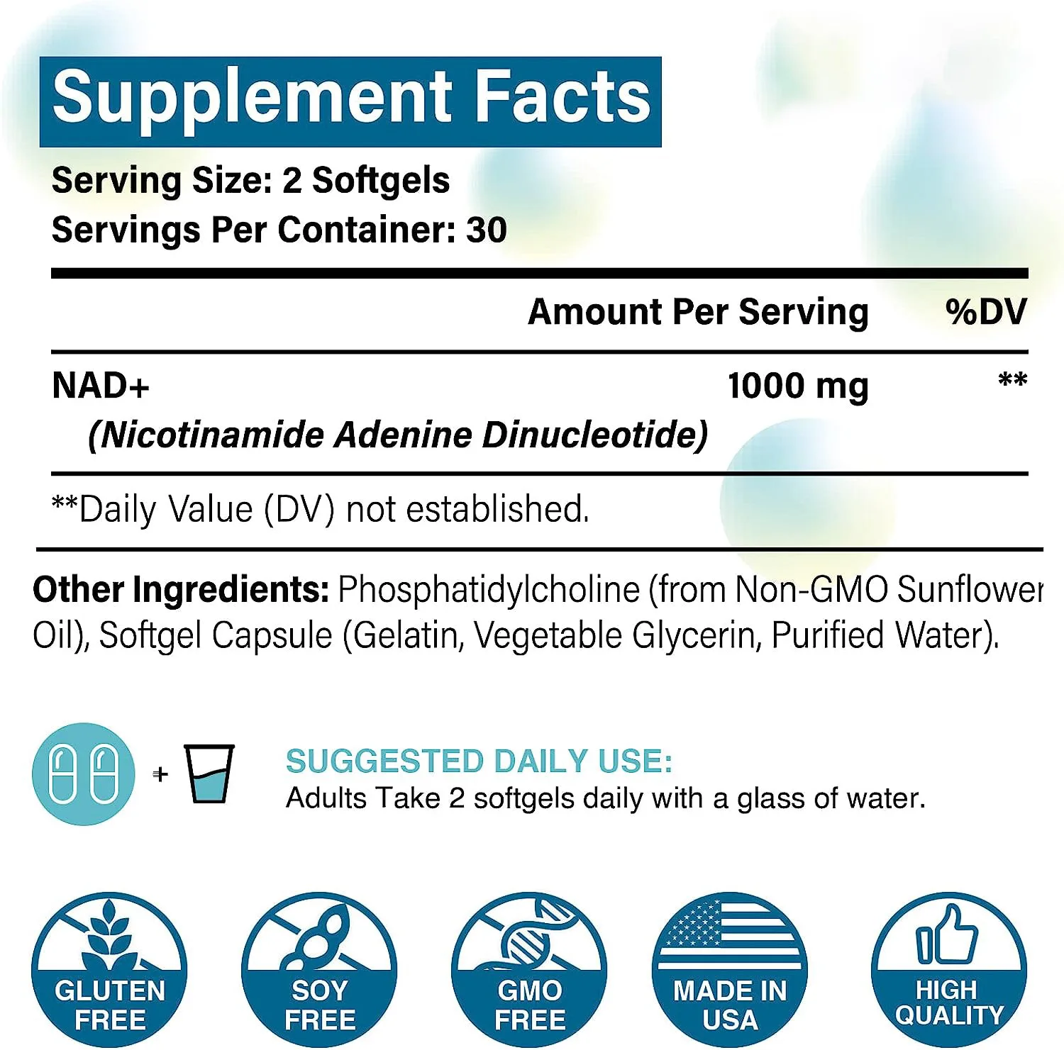 Liposomal NAD+ Capsule Brain Function  Health Care DNA Repair Anti-aging Herbal Supplements Max Absorption Softgels